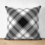 - Suet-K4053-Gorsel - Realhomes Çift Taraflı Siyah Beyaz Ekose Motifli Özel Tasarım Dijital Baskılı Modern Süet Yastık Kırlent Kılıfı Realhomes