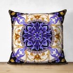 - Suet-K4056-Gorsel - Realhomes Çift Taraflı Altın Zincir Etnik Desenli Özel Tasarım Dijital Baskılı Modern Süet Yastık Kırlent Kılıfı Realhomes