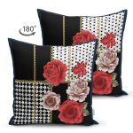 - Suet-K4063-Gorsel-1 - Realhomes Çift Taraflı Çiçek Ve Altın Motifli Özel Tasarım Dijital Baskılı Modern Süet Yastık Kırlent Kılıfı Realhomes