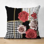 - Suet-K4063-Gorsel - Realhomes Çift Taraflı Çiçek Ve Altın Motifli Özel Tasarım Dijital Baskılı Modern Süet Yastık Kırlent Kılıfı Realhomes