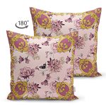 - Suet-K4064-Gorsel-1 - Realhomes Çift Taraflı Çiçek Ve Altın Motifli Özel Tasarım Dijital Baskılı Modern Süet Yastık Kırlent Kılıfı Realhomes