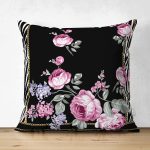 - Suet-K4068-Gorsel - Realhomes Çift Taraflı Çiçek Motifli Özel Tasarım Dijital Baskılı Modern Süet Yastık Kırlent Kılıfı Realhomes