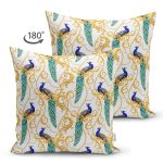 - Suet-K4070-Gorsel-1 - Realhomes Çift Taraflı Altın Üzerinde Tavus Kuşu Özel Tasarım Dijital Baskılı Modern Süet Yastık Kırlent Kılıfı Realhomes