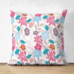 - Suet-K408-Gorsel - Realhomes Çift Taraflı Krem Zeminde Rengarenk Çiçekler Motifli Dijital Baskılı Dekoratif Süet Yastık Kırlent Kılıfı Realhomes