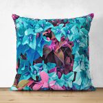 - Suet-K4083-Gorsel - Realhomes Çift Taraflı Mavi Pembe Çiçek Desenli Özel Tasarım Dijital Baskılı Modern Süet Yastık Kırlent Kılıfı Realhomes