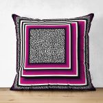 - Suet-K4097-Gorsel - Realhomes Çift Taraflı Leopar Zemin Üzerinde Geometrik Motifli Özel Tasarım Dijital Baskılı Modern Süet Yastık Kırlent Kılıfı Realhomes
