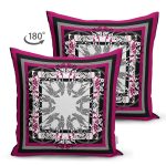 - Suet-K4111-Gorsel-1 - Realhomes Çift Taraflı Damalı Zeminde Çiçek Motifli Özel Tasarım Dijital Baskılı Modern Süet Yastık Kırlent Kılıfı Realhomes