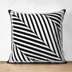 - Suet-K4123-Gorsel - Realhomes Çift Taraflı Siyah Beyaz Geometrik Desenli Özel Tasarım Dijital Baskılı Modern Süet Yastık Kırlent Kılıfı Realhomes