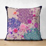 - Suet-K4126-Gorsel - Realhomes Çift Taraflı Çiçek Desenli Özel Tasarım Dijital Baskılı Modern Süet Yastık Kırlent Kılıfı Realhomes