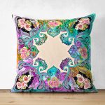 - Suet-K4133-Gorsel - Realhomes Çift Taraflı Etnik Çiçek Desenli Özel Tasarım Dijital Baskılı Modern Süet Yastık Kırlent Kılıfı Realhomes