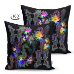 - Suet-K4134-Gorsel-1 - Realhomes Çift Taraflı Koyu Zeminde Etnik Desenli Özel Tasarım Dijital Baskılı Modern Süet Yastık Kırlent Kılıfı Realhomes