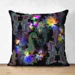 - Suet-K4134-Gorsel - Realhomes Çift Taraflı Koyu Zeminde Etnik Desenli Özel Tasarım Dijital Baskılı Modern Süet Yastık Kırlent Kılıfı Realhomes