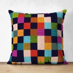 - Suet-K4135-Gorsel - Realhomes Çift Taraflı Rengarenk Damalı Desenli Özel Tasarım Dijital Baskılı Modern Süet Yastık Kırlent Kılıfı Realhomes