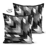 Çift Taraflı Geometrik Motifli Özel Tasarım Dijital Baskılı Modern Süet Yastık Kırlent Kılıfı Realhomes