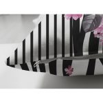 Çift Taraflı Siyah Beyaz Zebra Zeminde Çiçek Desenli Özel Tasarım Dijital Baskılı Modern Süet Yastık Kırlent Kılıfı Realhomes