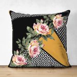 Çift Taraflı Çiçek Desenli Özel Tasarım Dijital Baskılı Modern Süet Yastık Kırlent Kılıfı Realhomes