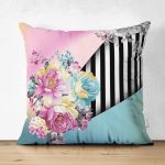 - Suet-K4147-Gorsel - Realhomes Çift Taraflı Çiçek Desenli Özel Tasarım Dijital Baskılı Modern Süet Yastık Kırlent Kılıfı Realhomes