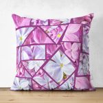 - Suet-K4149-Gorsel - Realhomes Çift Taraflı Çiçekli Geometrik Motifli Özel Tasarım Dijital Baskılı Modern Süet Yastık Kırlent Kılıfı Realhomes