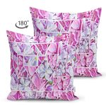 - Suet-K4150-Gorsel-1 - Realhomes Çift Taraflı Geometrik Zeminde Çiçekler Özel Tasarım Dijital Baskılı Süet Yastık Kırlent Kılıfı Realhomes