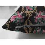 - Suet-K4158-Gorsel-2 - Realhomes Çift Taraflı Siyah Zeminde Altın Dokunuşlar Süet Yastık Kırlent Kılıfı Realhomes