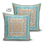 - Suet-K4168-Gorsel-1 - Realhomes Çift Taraflı Gold Kare ve Mavinin Uyumu Tasarımlı Dijital Baskılı Süet Yastık Kırlent Kılıfı Realhomes