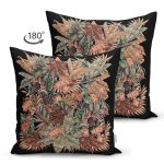 Çift Taraflı Siyah Zeminde Modern Gül Sanatı Motifli Özel Tasarım Süet Yastık Kırlent Kılıfı Realhomes