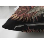 Çift Taraflı Siyah Zeminde Modern Gül Sanatı Motifli Özel Tasarım Süet Yastık Kırlent Kılıfı Realhomes