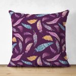 - Suet-K4185-Gorsel - Realhomes Çift Taraflı Kuş Tüyü Motifli Özel Tasarım Süet Yastık Kırlent Kılıfı Realhomes