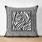 - Suet-K4212-Gorsel - Realhomes Çift Taraflı Siyah Modern Çizgiler Özel Tasarım Süet Yastık Kırlent Kılıfı Realhomes