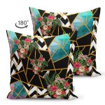 - Suet-K4234-Gorsel-1 - Realhomes Çift Taraflı Siyah Geometrik Özel Tasarım Süet Yastık Kırlent Kılıfı Realhomes