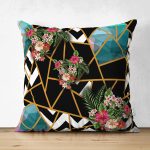 - Suet-K4234-Gorsel - Realhomes Çift Taraflı Siyah Geometrik Özel Tasarım Süet Yastık Kırlent Kılıfı Realhomes