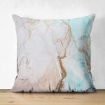 Çift Taraflı Modern Mermer Temalı Özel Tasarım Dijital Baskılı Süet Yastık Kırlent Kılıfı Realhomes