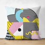 Çift Taraflı Modern Geometrik Motifli Özel Tasarım Süet Yastık Kırlent Kılıfı Realhomes