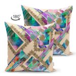 Çift Taraflı Modern Sanat Tasarımlı Dijital Baskılı Süet Yastık Kırlent Kılıfı Realhomes