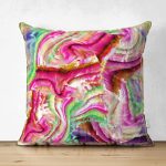 Çift Taraflı Modern Tasarımlı Dijital Baskılı Süet Yastık Kırlent Kılıfı Realhomes