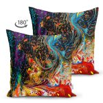 Çift Taraflı Sulu Boya Desenli Özel Tasarım Süet Yastık Kırlent Kılıfı Realhomes