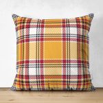 Çift Taraflı Ekose Desenli Özel Tasarım Süet Yastık Kırlent Kılıfı Realhomes