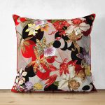 - Suet-K4264-Gorsel - Realhomes Çift Taraflı Modern Çiçekler Motifli Özel Tasarım Süet Yastık Kırlent Kılıfı Realhomes