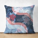 - Suet-K4265-Gorsel - Realhomes Çift Taraflı Dalgalı Modern Çiçek Tasarımlı Süet Yastık Kırlent Kılıfı Realhomes