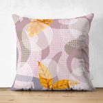 - Suet-K4267-Gorsel - Realhomes Çift Taraflı Yaprak Desenli Özel Tasarım Dijital Baskılı Modern Süet Yastık Kırlent Kılıfı Realhomes