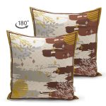 Çift Taraflı Modern Kahverengi Boyalı Özel Tasarım Süet Yastık Kırlent Kılıfı Realhomes