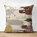 Çift Taraflı Modern Kahverengi Boyalı Özel Tasarım Süet Yastık Kırlent Kılıfı Realhomes