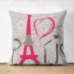 Çift Taraflı Modern Paris Desen Dijital Baskılı Dekoratif Süet Yastık Kırlent Kılıfı Realhomes