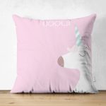 - Suet-K4653p-Gorsel - Realhomes Çift Taraflı Pembe Zemin Cool Yazılı Unicorn Baskılı Dijital Baskılı Çocuk Odası Süet Yastık Kırlent Kılıfı Realhomes