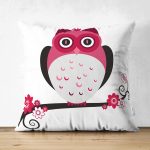 - Suet-K48-Gorsel - Realhomes Çift Taraflı Sevimli Baykuş Tasarımlı Dijital Baskılı Süet Yastık Kırlent Kılıfı Realhomes