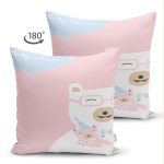 - Suet-K4802-Gorsel-1 - Realhomes Çift Taraflı Pembe Zeminde Anne Ve Yavru Ayı Baby Shower Dijital Baskılı Çocuk Odası Süet Yastık Kırlent Kılıfı Realhomes