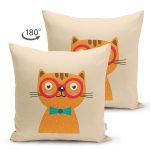 - Suet-K4911-Gorsel-1 - Realhomes Realhomes Çift Taraflı Renkli Kedi Dijital Baskılı Modern Süet Yastık Kırlent Kılıfı Realhomes