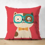 - Suet-K4912-Gorsel - Realhomes Realhomes Çift Taraflı Renkli Kedi Dijital Baskılı Modern Süet Yastık Kırlent Kılıfı Realhomes