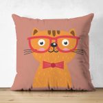 - Suet-K4913-Gorsel - Realhomes Realhomes Çift Taraflı Renkli Kedi Dijital Baskılı Modern Süet Yastık Kırlent Kılıfı Realhomes