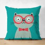 - Suet-K4918-Gorsel - Realhomes Realhomes Çift Taraflı Renkli Kedi Dijital Baskılı Modern Süet Yastık Kırlent Kılıfı Realhomes